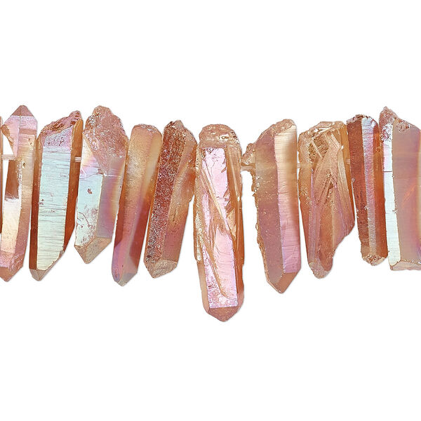 Quartz crystal 1pkg1, electroplated hand-cut top-drilled natural point bead 4 inch 25x4mm-35x10mm image number 0