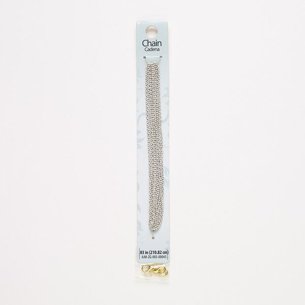 Chain, gold-finished "pewter" (zinc-based alloy) and enamel, white, 1mm cable, 83 inches with (2) 9x6mm lobster claw clasps and (4) 6mm jump rings. Sold individually. image number 0