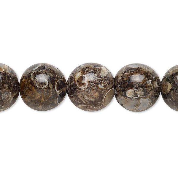 Turritella agate 1pkg1, round bead 15.5-16 inch 12mm image number 0