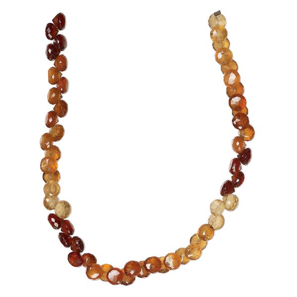 Hessonite garnet 1pkg1, hand-cut top-drilled faceted teardrop bead natural 8 inch 6x4mm-6x5mm image number 0