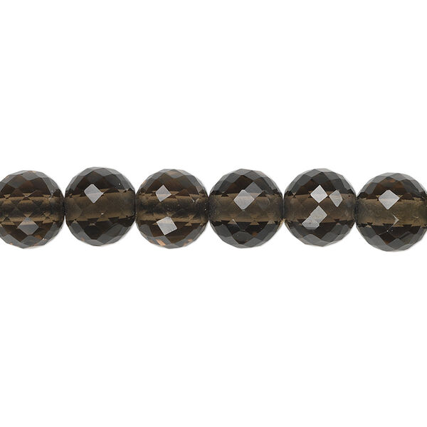 Smoky quartz 1pkg10, hand-cut faceted round bead 8mm image number 0
