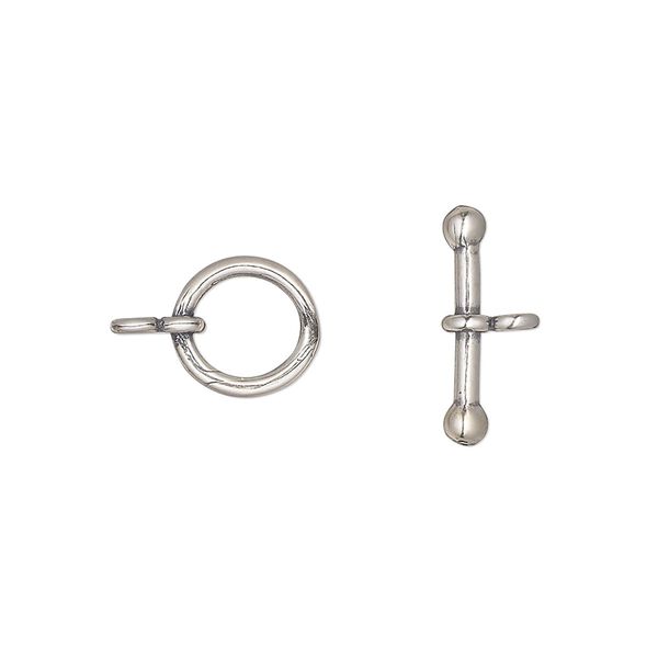 Clasp, toggle, sterling silver, 10mm round. Sold individually. image number 0