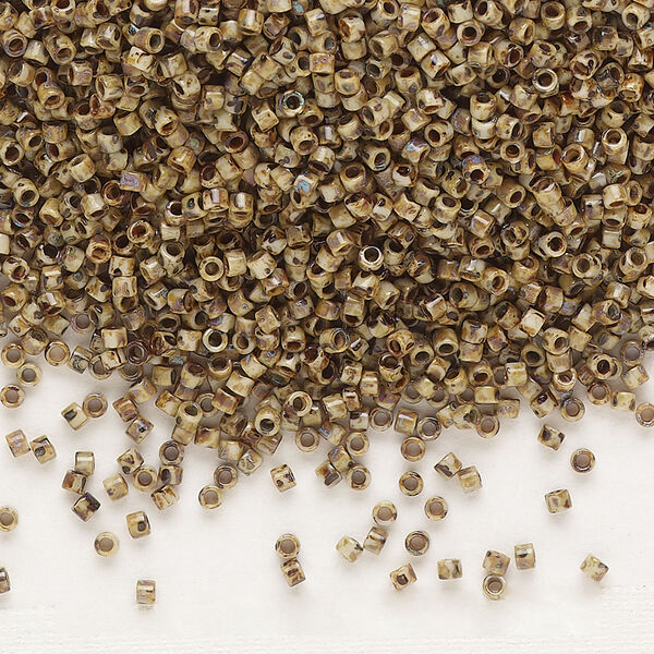 Seed bead, Delica®, glass, pkg/250g, #11 round, opaque Picasso brown (DB-2267). image number 0