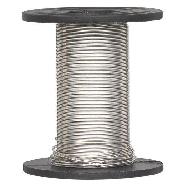 Wire, sterling silver-filled, half-hard, round, 28 gauge. Sold per 1-ounce spool, approximately 100 feet. image number 0