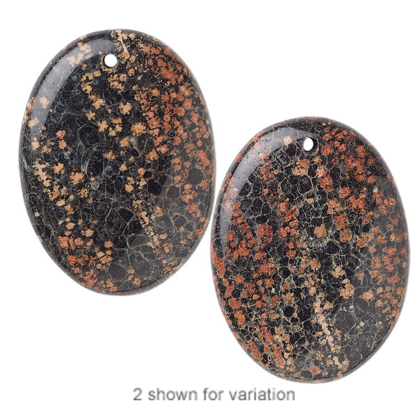 Red snowflake jasper 1pkg1, top-drilled hand-cut oval focal natural 40x30mm image number 0