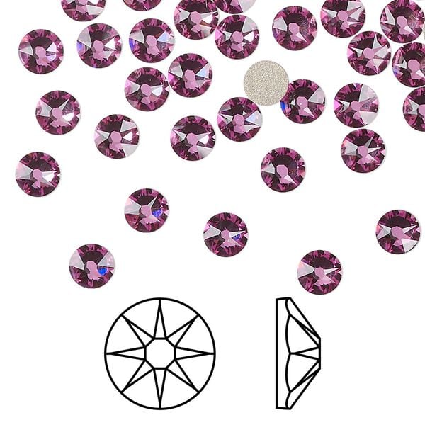 Flat back 1440pk dark rose foil back, Swarovski® 4.6-4.8mm XIRIUS rose round SS20 2088 image number 0