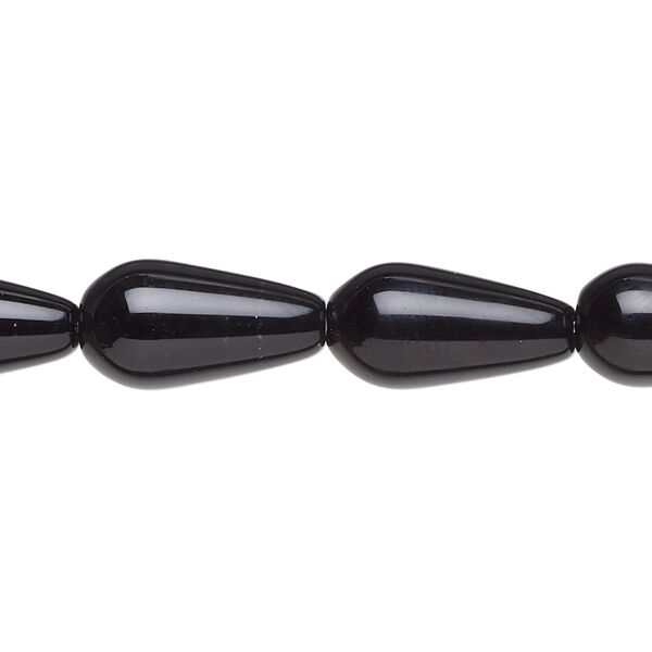 Black onyx 1pkg1, teardrop bead 15.5-16 inch 16x8mm image number 0
