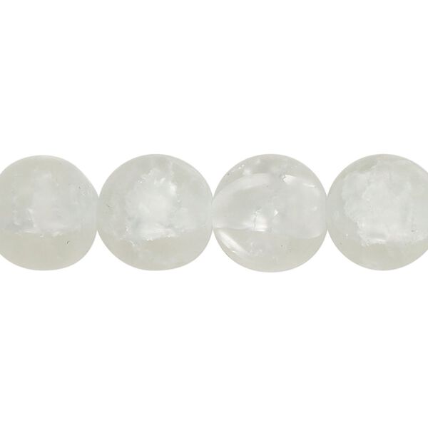 Bead, crackle glass, translucent matte clear, 11-12mm round, Sold per 15-inch strand, approximately 30 beads. image number 0