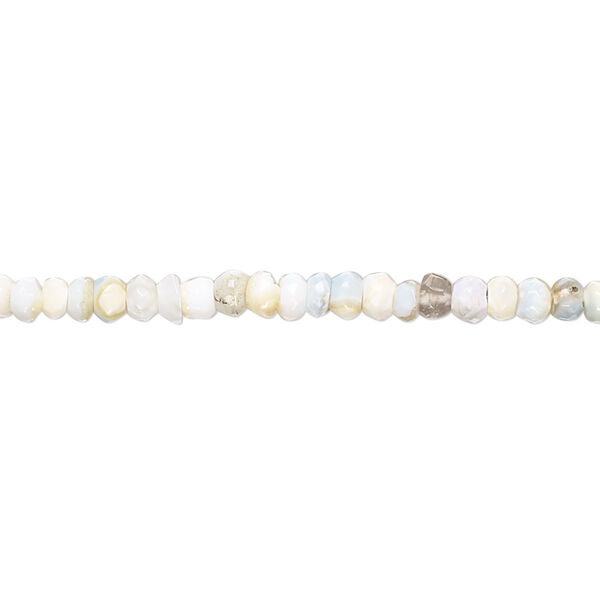 Bead, Peruvian opal (natural), shaded, 3x1mm-4x3mm hand-cut faceted rondelle with 0.4-1.4mm hole, C- grade, Mohs hardness 5 to 6-1/2. Sold per 10-inch strand. image number 0