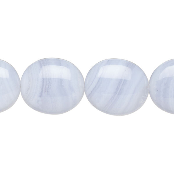 Blue lace agate 1pkg1, flat oval bead natural B grade, 15.5-16 inch 16x14mm image number 0