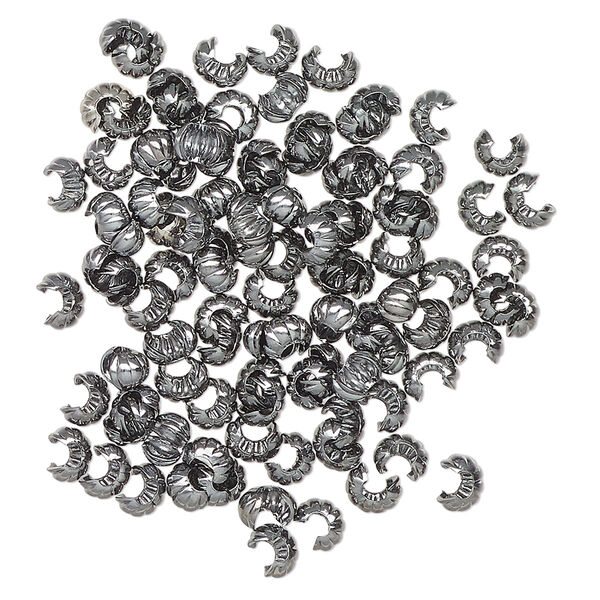 Crimp cover, gunmetal-finished brass, 3mm corrugated round. Sold per pkg of 100. image number 0