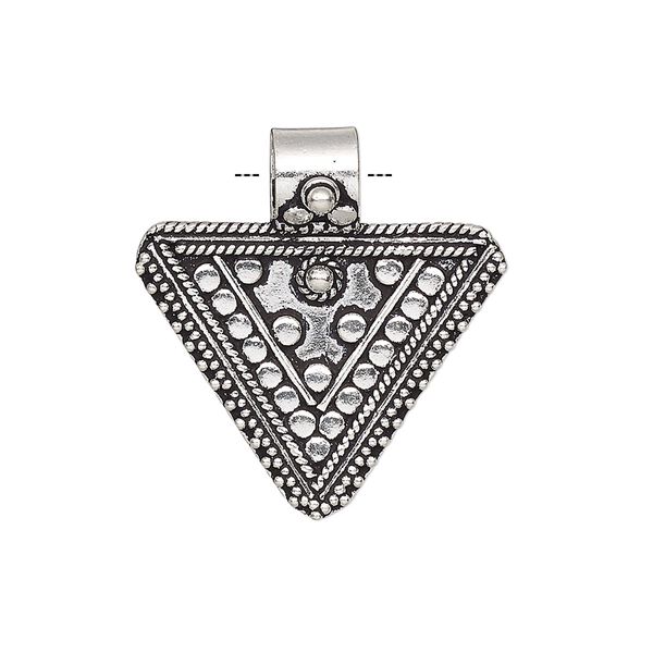 Pendant, sterling silver, 26x26x26mm triangle. Sold individually. image number 0
