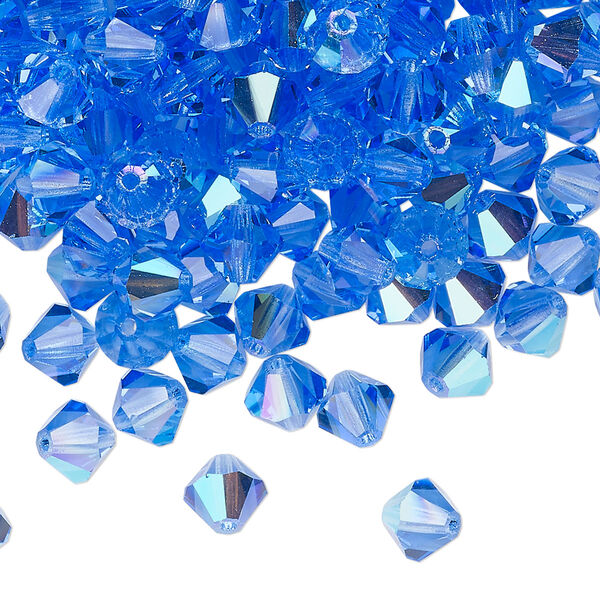 Bead 288pk sapphire glitter, Preciosa Czech crystal 6mm bicone image number 0