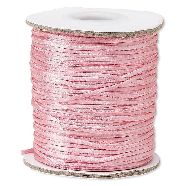 Cord, Satinique™, satin, pink, 1mm mini. Sold per 200-foot spool. image number 0