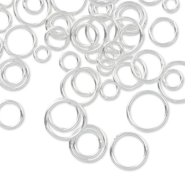 Jump ring mix, sterling silver-filled, 4-10mm soldered round, 3.3-8.4mm inside diameter, 20 gauge. Sold per 5-gram pkg, approximately 50-55 jump rings. image number 0