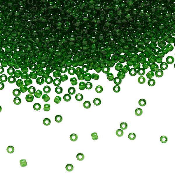Seed bead, TOHO BEADS®, glass, pkg/50g, #11 round, transparent grass green (TR-11-7B). image number 0
