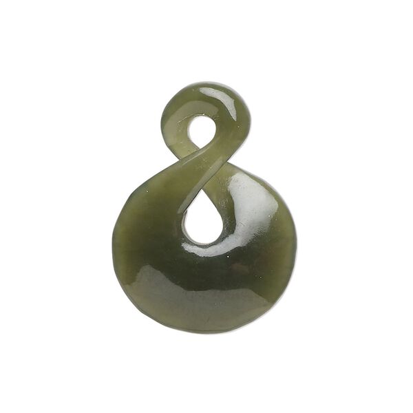 Nephrite jade 1pkg1, hand-cut double-sided infinity drop natural 25x19mm-30x20mm image number 0