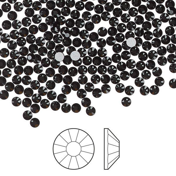 Flat back 1440pk jet foil back, Preciosa Viva 12® Czech crystal rhinestone 2.3-2.5mm chaton rose round SS8 image number 0