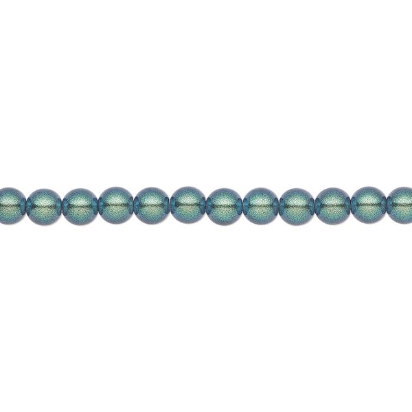 Pearl 600pk pearlescent peacock green, Preciosa Czech crystal 4mm round image number 0