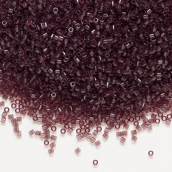 Seed bead, Delica®, glass, pkg/7.5g, #15 round, transparent dark smoky amethyst (DBS-1104). image number 0