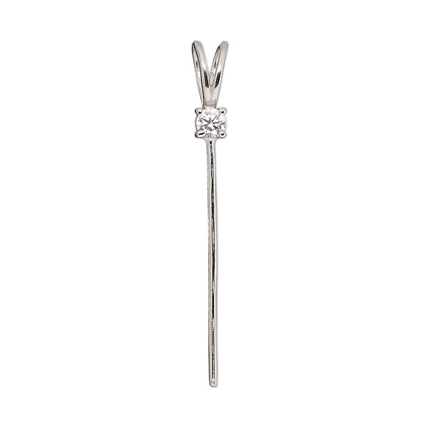 Bail, rabbit ear, sterling silver and cubic zirconia, clear, 35mm with 25x0.9mm pin, fits bead with 1-3mm hole. Sold individually. image number 0
