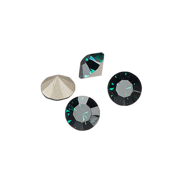 Chaton 48pk emerald foil back, Preciosa MAXIMA Czech crystal rhinestone 8.16-8.41mm 15-cut faceted round SS39 image number 0