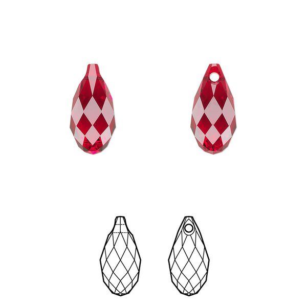 Briolette 2pk Siam, Crystal Passions® 13x6.5mm pendant drop 6010 image number 0