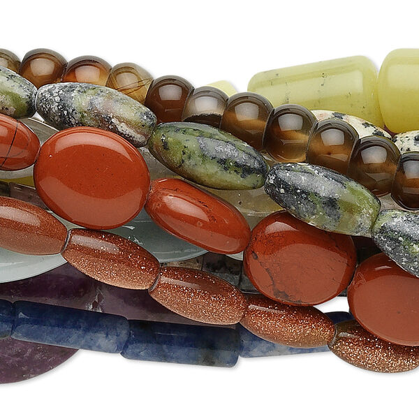 Bead mix, multi-gemstone (natural / dyed / heated / manmade) and glass, mixed colors, 3mm-19x13mm fancy mixed shapes. Sold per pkg of (10) 15" to 16" strands. image number 0