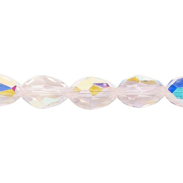 Bead Celestial Crystal® 1pkg40, 11X7.5mm-12X8mm teardrop / 66 facets, translucent pink AB image number 0