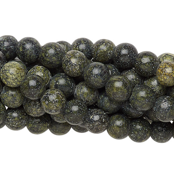 Russian serpentine 1pkg10, round bead natural C grade, 15.5-16 inch 6mm image number 0