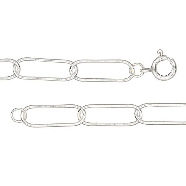 Chain, sterling silver, 5.5mm paperclip, 20 inches with springing clasp. Sold individually. image number 0