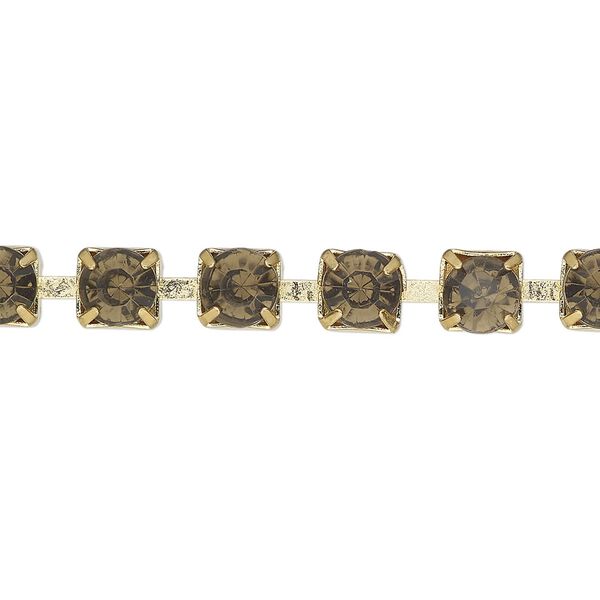 Cupchain, gold-finished brass and glass, dark grey, 6mm round. Sold per 40-inch strand. image number 0