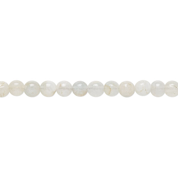 Bead, aquamarine (heated), 3-4mm hand-cut round with 0.4-1.4mm hole, C- grade, Mohs hardness 7-1/2 to 8. Sold per 7-1/2 inch strand. image number 0