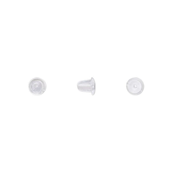 Earnut 1pkg1000, 5x4.5mm bell, "rubber" clear 500 pair image number 0