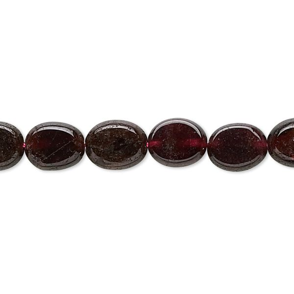 Garnet 1pkg1, hand-cut flat oval bead 15 inch 9x5mm-10x7mm image number 0