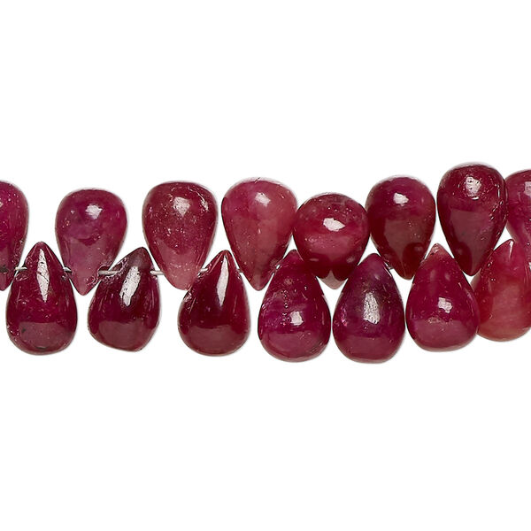 Indian ruby 1pkg1, hand-cut top-drilled teardrop bead 8 inch 9x5mm-11x7mm image number 0