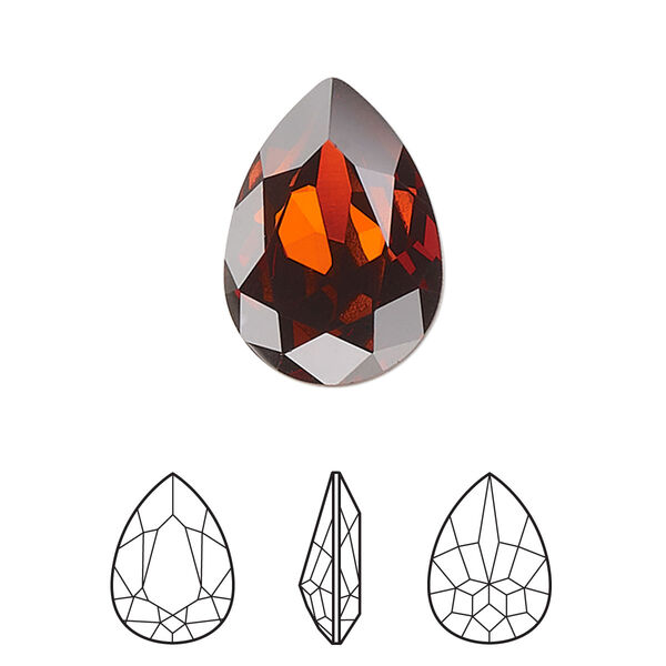 Fancy stone 6pk smoked amber foil back, Crystal Passions® 18x13mm pear 4320 image number 0