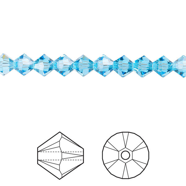 Bead 24pk aquamarine, Crystal Passions® 5mm bicone 5328 image number 0