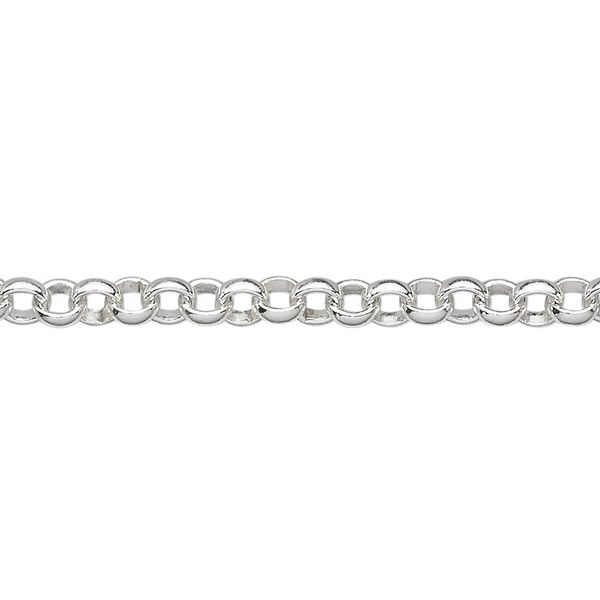 Chain, sterling silver, 4mm rolo. Sold per pkg of 5 feet. image number 0