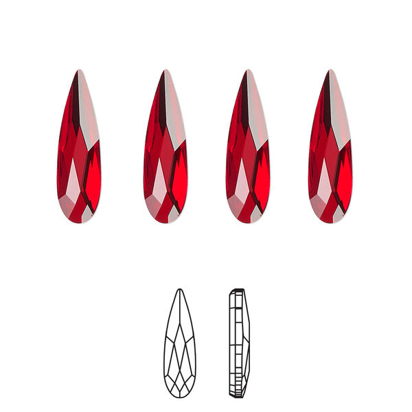 Flat back 96pk light Siam foil back, Swarovski® 14x3.9mm raindrop 2304 image number 0