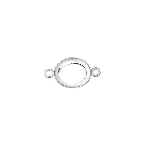 Link, fine silver, 11x9mm open-back oval with 10x8mm oval bezel cup setting. Sold per pkg of 2. image number 0