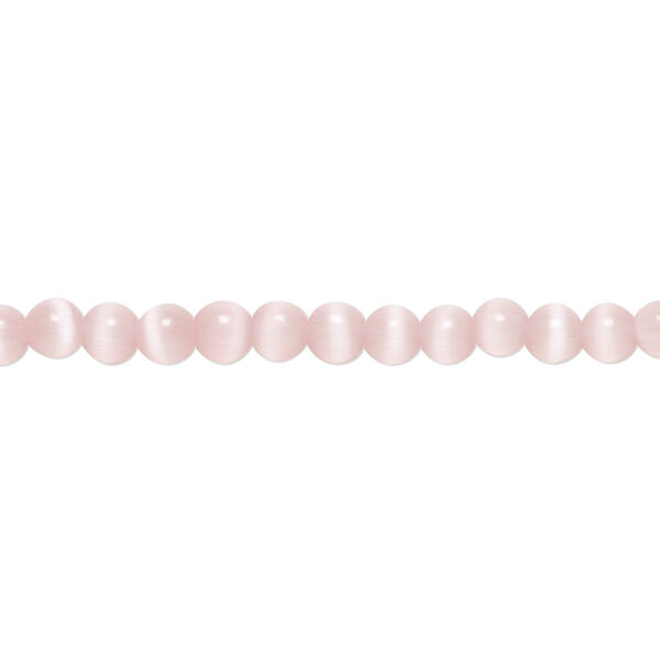 Bead, cat's eye glass (fiber optic glass), light pink, 4mm round, quality grade. Sold per 15-1/2" to 16" strand. image number 0