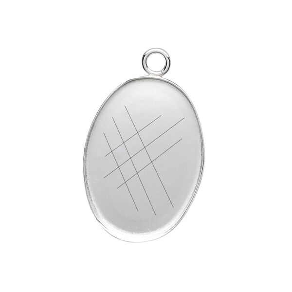 Drop, fine silver, 25x18mm oval bezel cup setting with open loop. Sold individually. image number 0