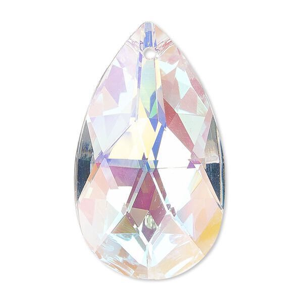 Suncatcher 44pk clear AB, Asfour Crystal 37x21mm top-drilled faceted flat teardrop image number 0