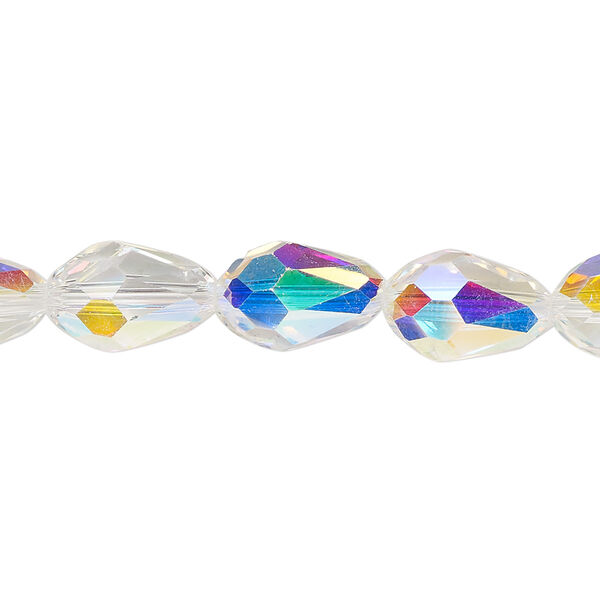 Bead Celestial Crystal® 1pkg40, 11X7.5mm-12X8mm teardrop / 66 facets, translucent clear AB image number 0