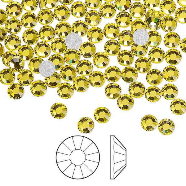 Flat back 144pk citrine foil back, Preciosa Viva 12® Czech crystal rhinestone 3.8-4mm chaton rose round SS16 image number 0