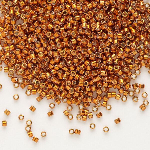 Seed bead, Delica®, glass, pkg/50g, #11 round, opaque galvanized burnt orange (DB-0421). image number 0