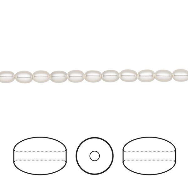 Pearl 100pk white, Crystal Passions® 4x3mm rice 5824 image number 0