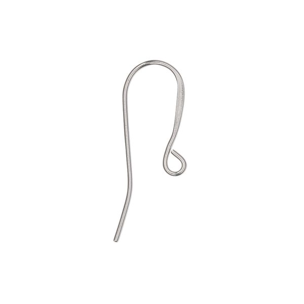 Ear wire fishhook 1pkg200, 17mm flat / open loop, 21 gauge stainless steel 100 pair image number 0