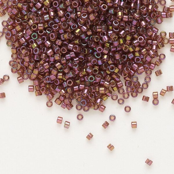 Seed bead, Delica®, glass, pkg/250g, #11 round, translucent gold luster rainbow dark topaz (DB-0103). image number 0